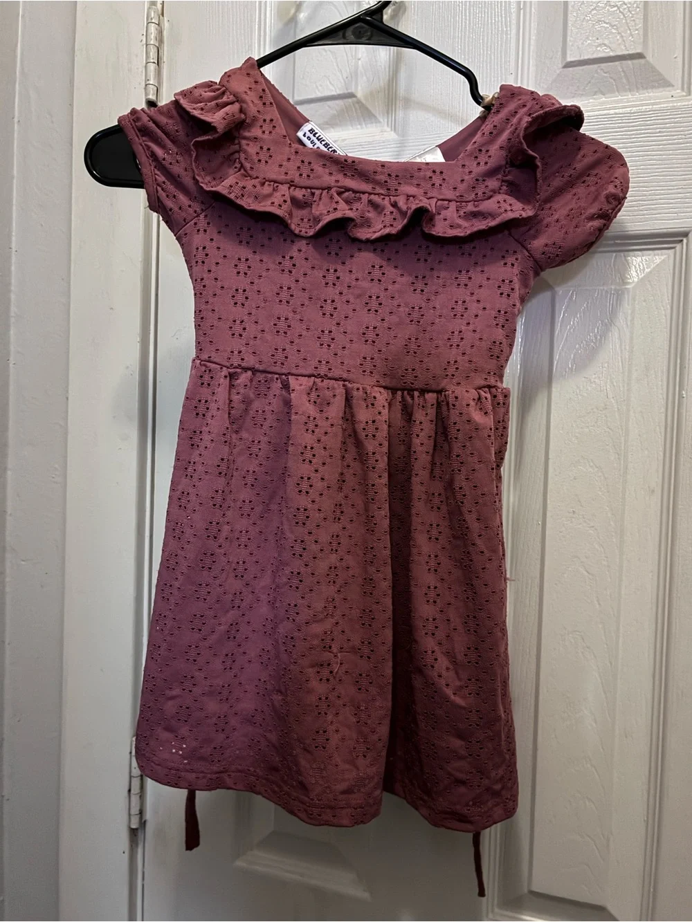 Girls Purple Eyelet Ruffle Dress Size 4T